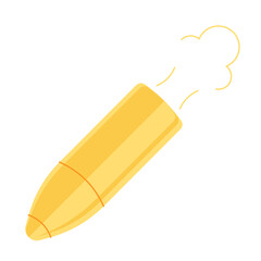 Image of a bullet in a flat style, a golden bullet from a gun