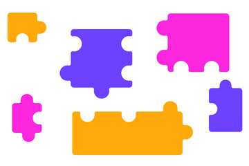 Disconnected pieces of a multi-colored puzzle in a flat style, a background for business concepts
