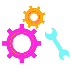 Gears with a wrench, repair work, service and technical support