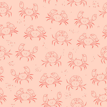 Crab animal vector seamless pattern