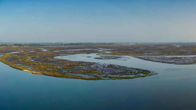 Aerial View of Aveiro Lagoon on a sunny day