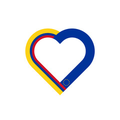 unity concept. heart ribbon icon of colombia and european union flags. vector illustration isolated on white background