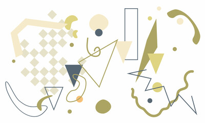 Fototapeta na wymiar Set of abstract modern vector backgrounds, illustration. Circles, lines, curves, dots, patterns, arc, stripes. Elegant boho concept. For web, design, postcards, room decor