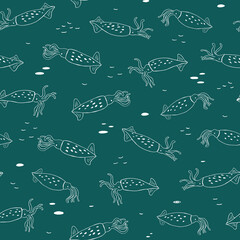 Squid animal vector seamless pattern