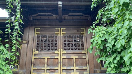 The back design of the main pagoda at Japanese honorable shrine “Yushima Tenjin” established...