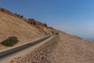 Dead Sea, Jordan - mountain, rocks and street
