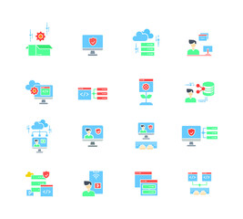 web design and  optimization flat set icon. flat design elements of graphic design and web product development.