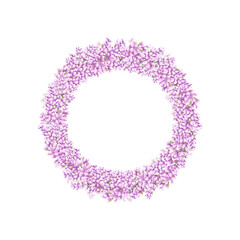 Handdrawn lavender flowers. Watercolor purple lavender wreath boarder. Scrapbook design, typography poster, invitation, label, banner and card.