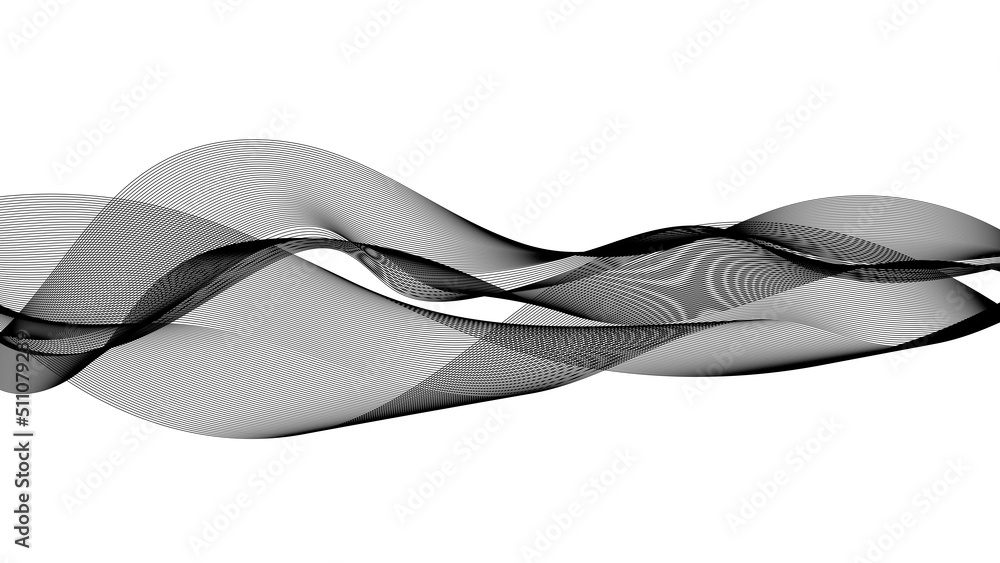 Poster Abstract white background with smooth wavy lines. Design elements with dynamic stripes. Flowing black line art. Vector illustration