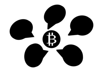 Fototapeta na wymiar Conversación, diálogo o charla sobre el bitcoin