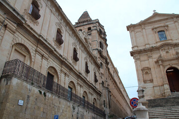 Fototapeta na wymiar baroque church and monastery (san francesco d'assisi) in noto in sicily (italy)