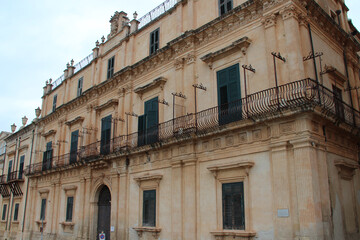 Fototapeta na wymiar baroque palace (landolina) in noto in sicily (italy)