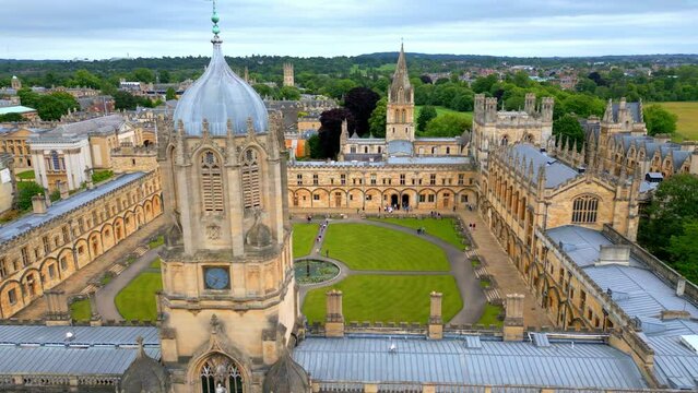 Famous Christ Church University of Oxford - aerial view - travel photography