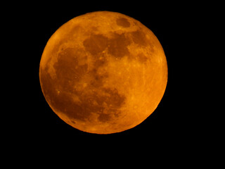 red moon at night in the sky captured from the earth (big moon)