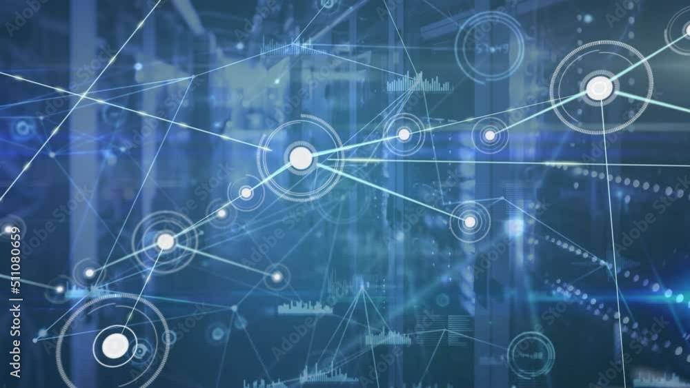 Poster animation of server room over data processing