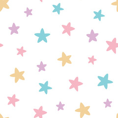 Cute colorful stars, seamless vector pattern