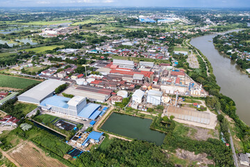 Fototapeta premium Aerial view of Large biomass fermentation processing industry