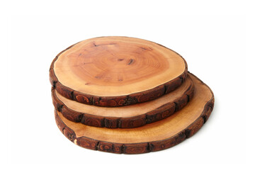 Wooden cutting boards isolated on white background