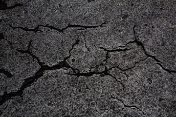 Pattern of Black Cracks running Through Gray Asphalt