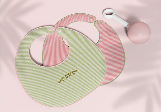 Baby Bibs with Rattle Mockup