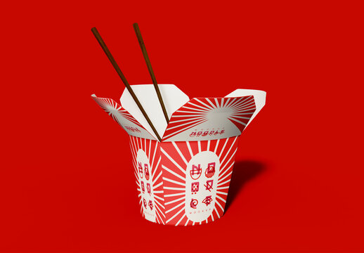 Noodle Box with Chopsticks Mockup