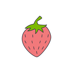Strawberry icon in color, isolated on white background 