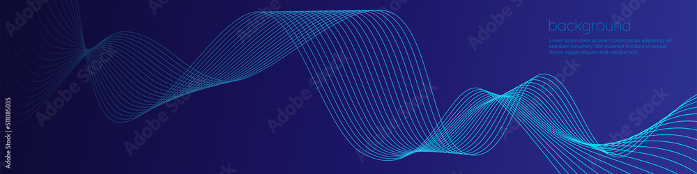Aufkleber abstract wave modern blue gradient background with glowing flow wavy lines. dynamic waves elements d