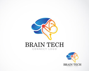 brain tech logo creative smart tech digital connect education logo
