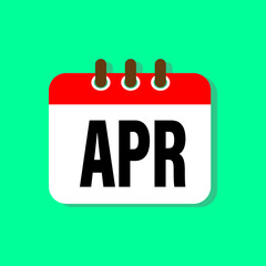 Vector icon calendar month - April. Sign of the year. Vector icon illustration flat style. Date day of month Sunday, Monday, Tuesday, Wednesday, Thursday, Friday, Saturday. Holidays date.