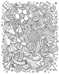 Fototapeta premium Cartoon raster doodles Football funny sketchy illustration