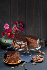 Chocolate Cake Dessert topped with Ganache glaze