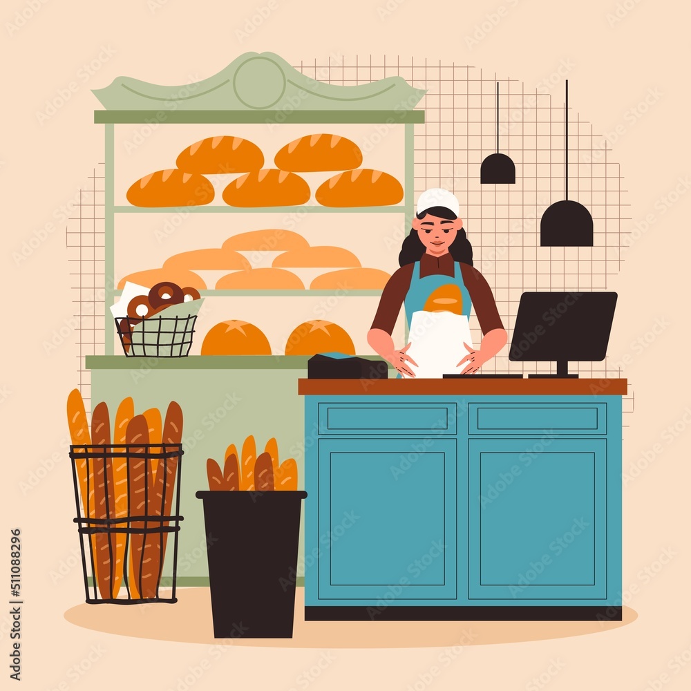 Wall mural bakery colored concept