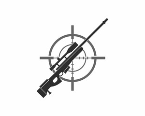 Sniper with aim target silhouette illustration - obrazy, fototapety, plakaty