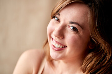 Obraz premium Studio Portrait Shot Face And Eyes Of Confident Natural Woman