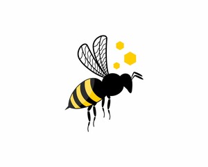 Flying bee with hexagon logo