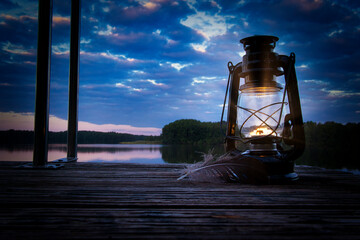 Laterne - Lampe - Lantern-  Moody - Waterscape - Scenic - High quality photo  - Photo Wallpaper
