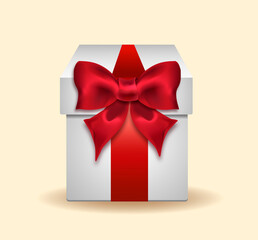 present, gift, Red bow. Vector.