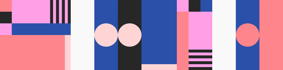 Vector pattern with simple abstract elements, lines, circles, squares