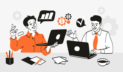 People work at office