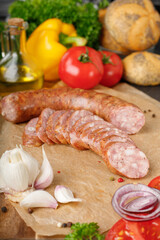 homemade sausage and vegetables