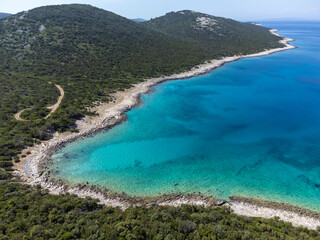 Fototapeta na wymiar aerial shot of island Molat in Croatia