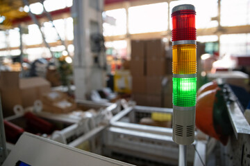 Industrial modular signal light. Red, yellow and green - obrazy, fototapety, plakaty
