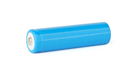 AA blue battery on white background. accumulator battery