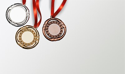 Gold, silver and bronze, medal set, winter olympic game