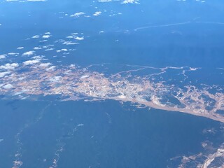 Fototapeta na wymiar mining destruction in the amazon basin from above