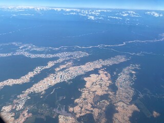 mining impacts in amazon basin of peru seen from a plane