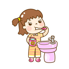 Cartoon kids brush your teeth.