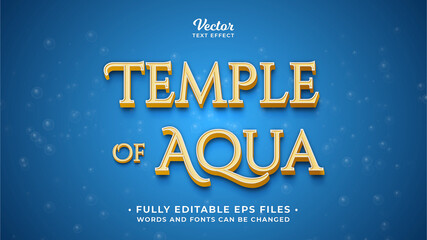 temple of aqua text effect suitable for title editable eps cc - obrazy, fototapety, plakaty
