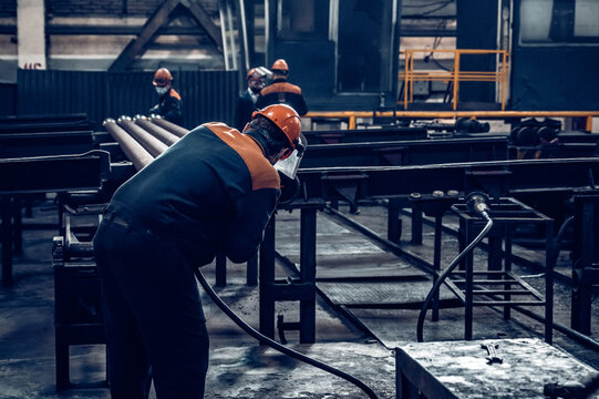 Worker at Steel Factory or Pipe Mill located in Taganrog South of Russia