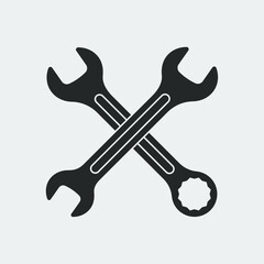 Wrenches graphic icon. Two crossed spanners sign isolated on white background. Technical assistance symbol. Vector illustration